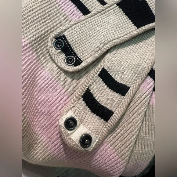 Revolve One Grey Day Misto bodysuit collared stripe ribbed sable soft pink small - Picture 6 of 7